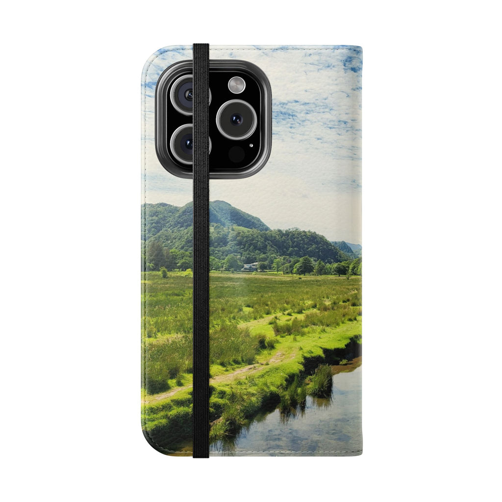 Lovely water Flip Phone Case — Nature Wallet Cover with Card Slots