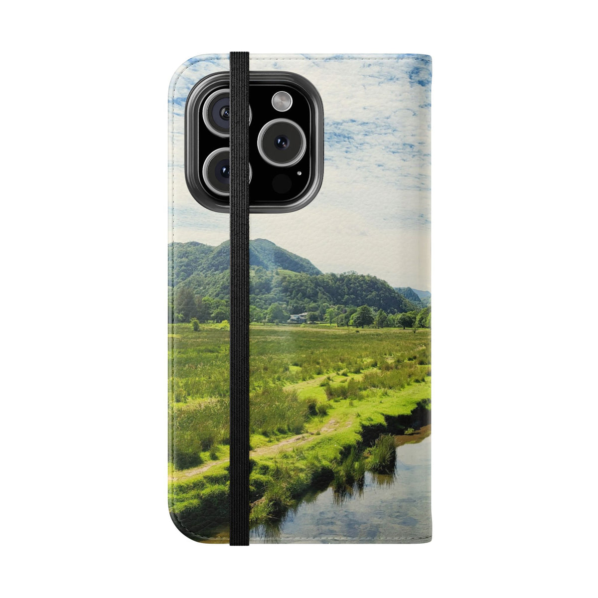 Lovely water Flip Phone Case — Nature Wallet Cover with Card Slots