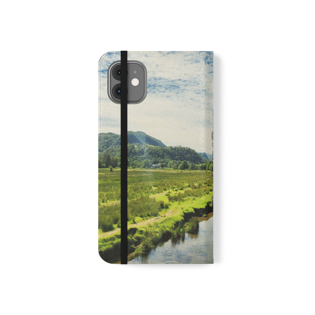 Lovely water Flip Phone Case — Nature Wallet Cover with Card Slots