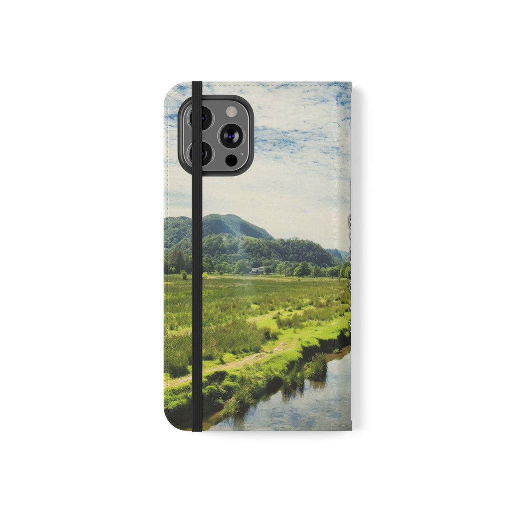 Lovely water Flip Phone Case — Nature Wallet Cover with Card Slots