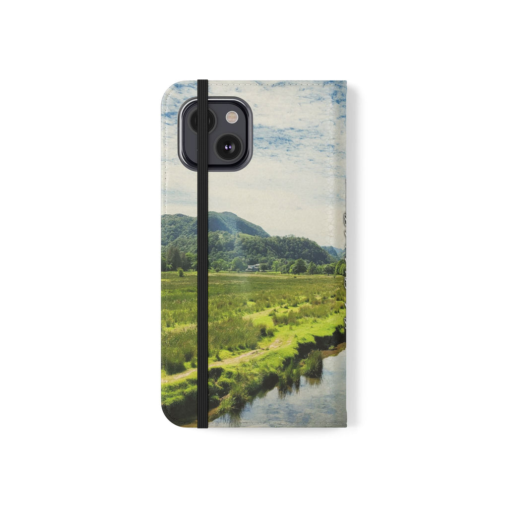 Lovely water Flip Phone Case — Nature Wallet Cover with Card Slots
