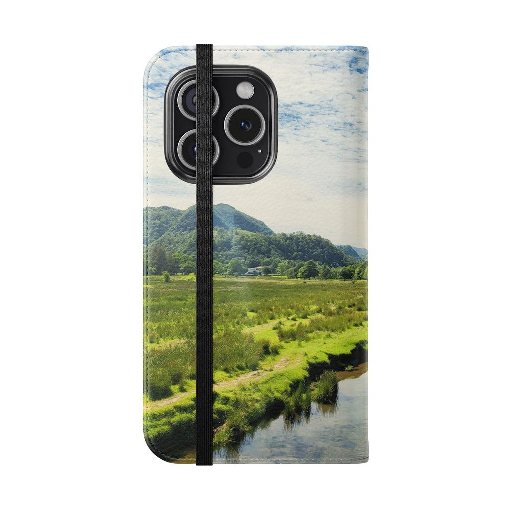 Lovely water Flip Phone Case — Nature Wallet Cover with Card Slots