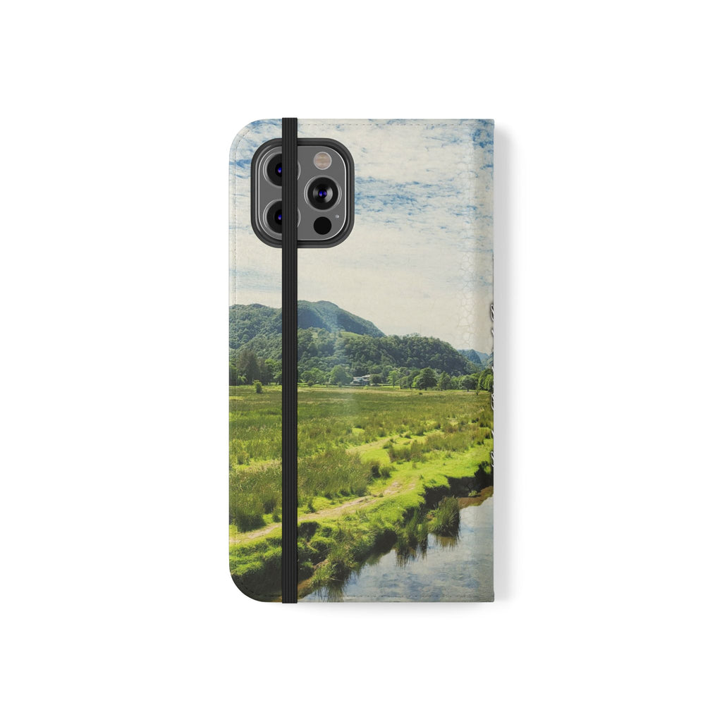 Lovely water Flip Phone Case — Nature Wallet Cover with Card Slots