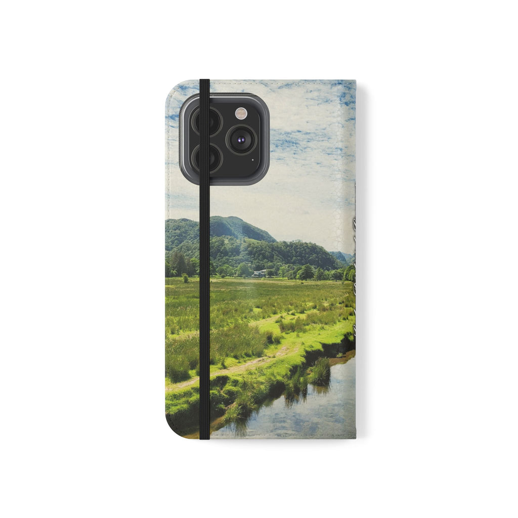 Lovely water Flip Phone Case — Nature Wallet Cover with Card Slots