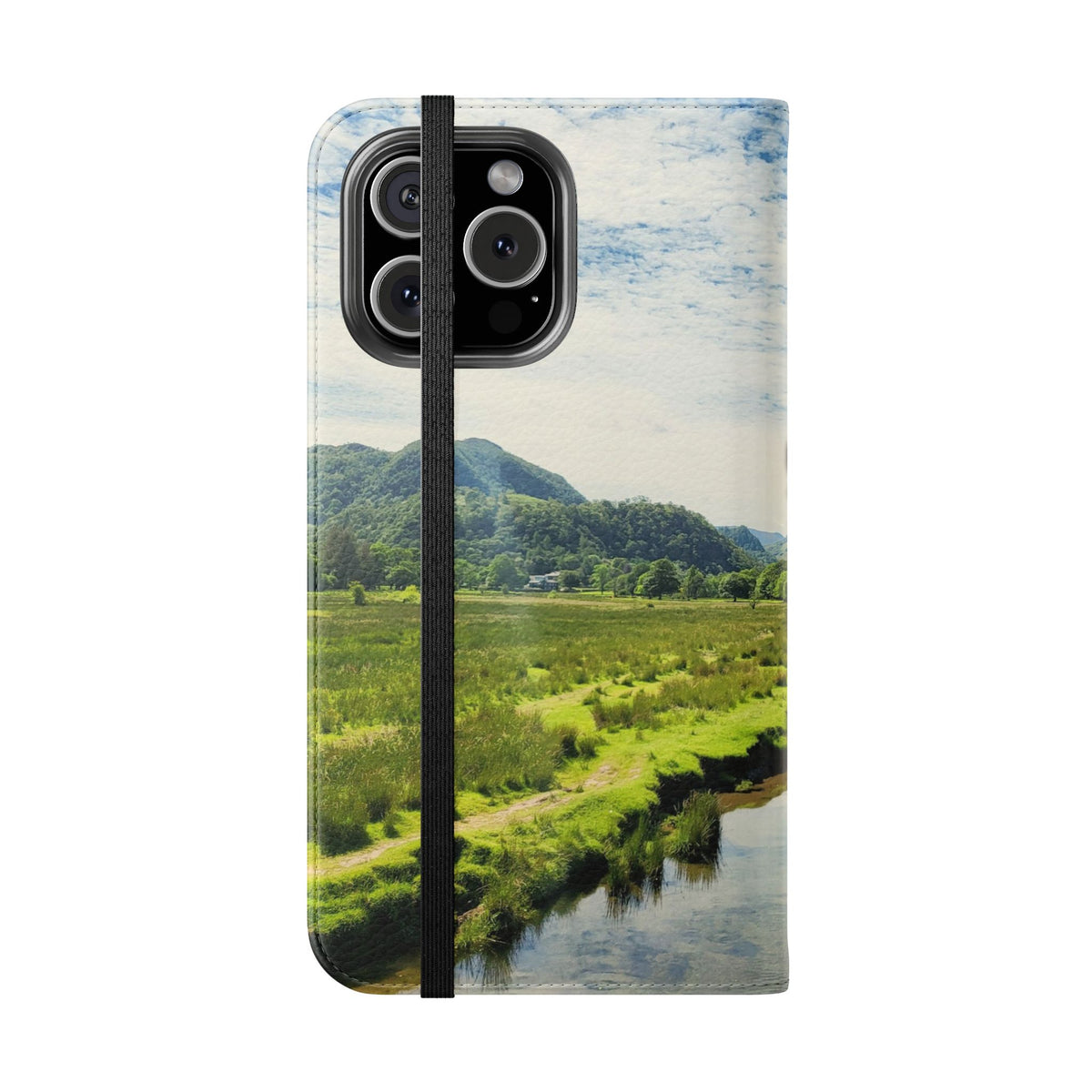 Lovely water Flip Phone Case — Nature Wallet Cover with Card Slots