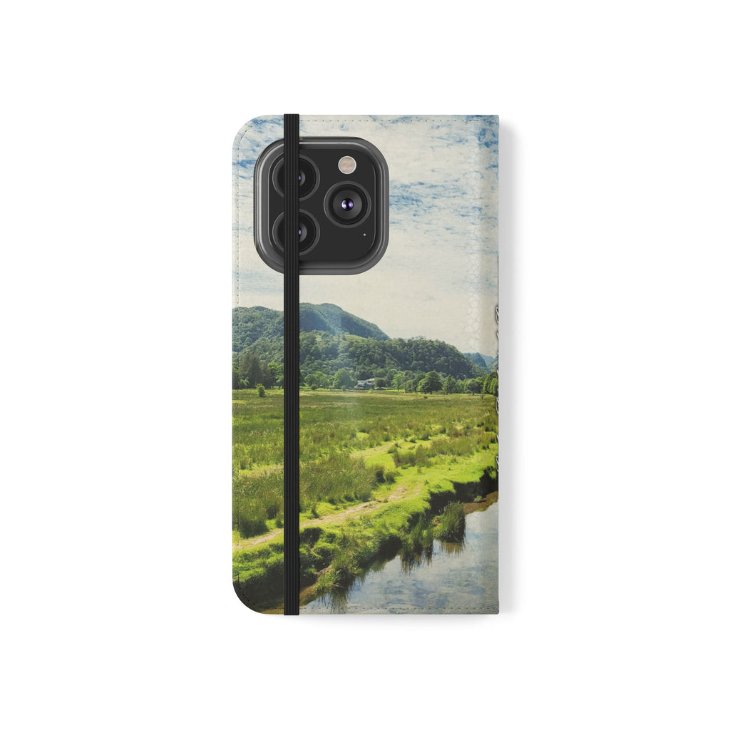 Lovely water Flip Phone Case — Nature Wallet Cover with Card Slots