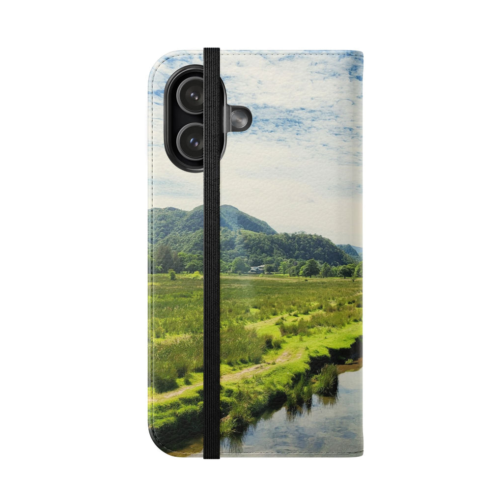 Lovely water Flip Phone Case — Nature Wallet Cover with Card Slots