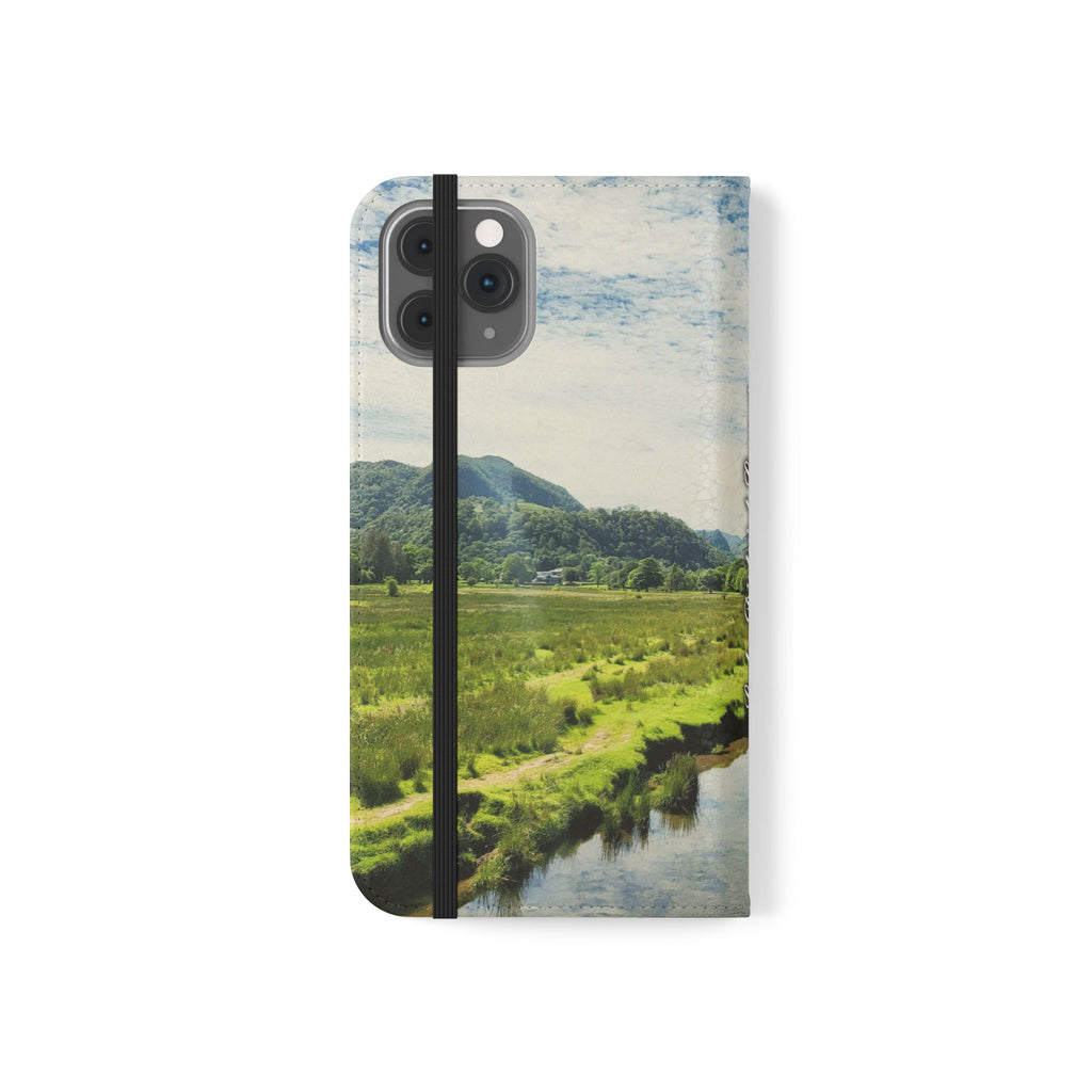 Lovely water Flip Phone Case — Nature Wallet Cover with Card Slots