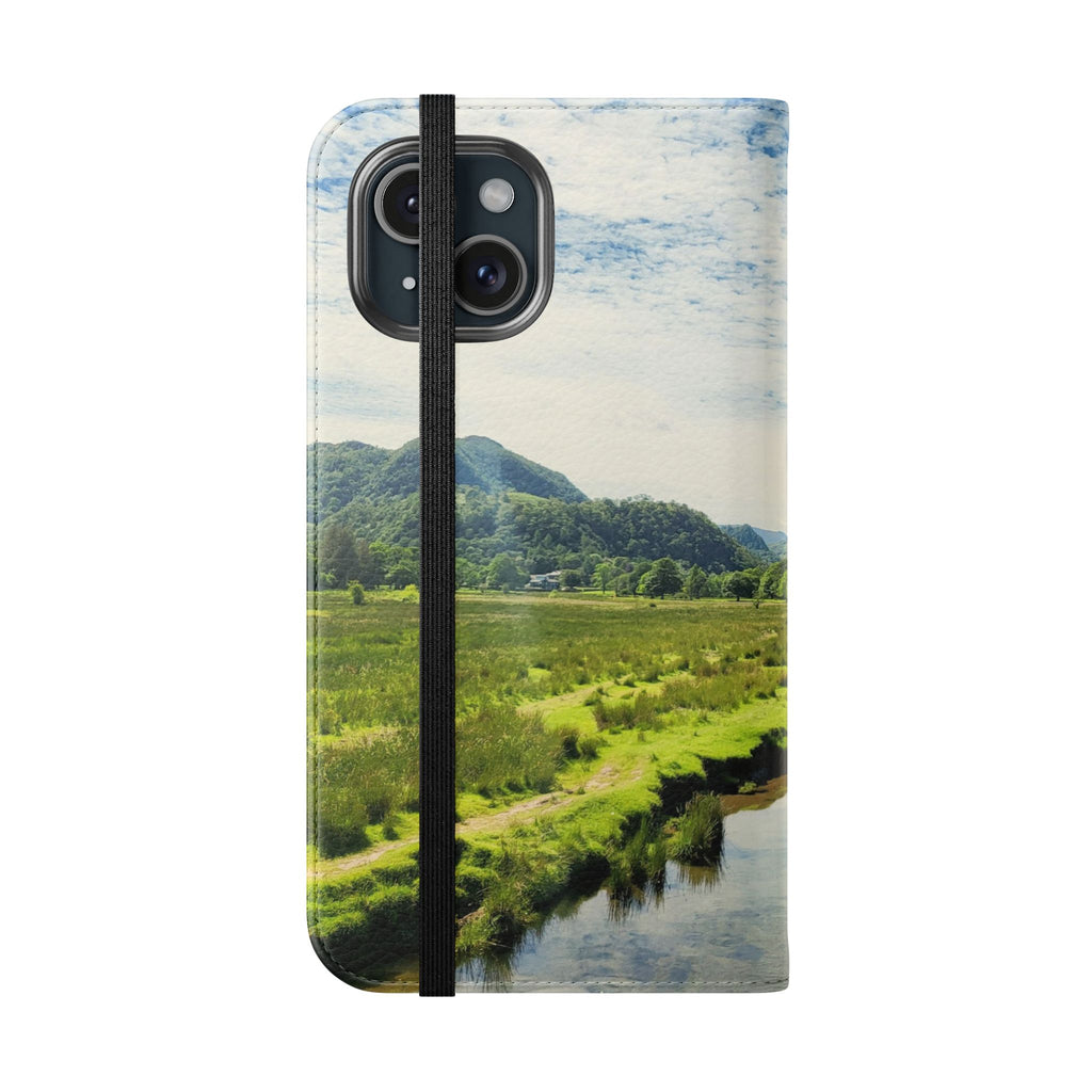 Lovely water Flip Phone Case — Nature Wallet Cover with Card Slots