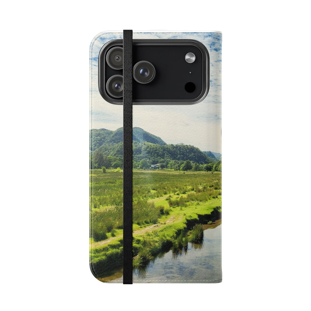 Lovely water Flip Phone Case — Nature Wallet Cover with Card Slots