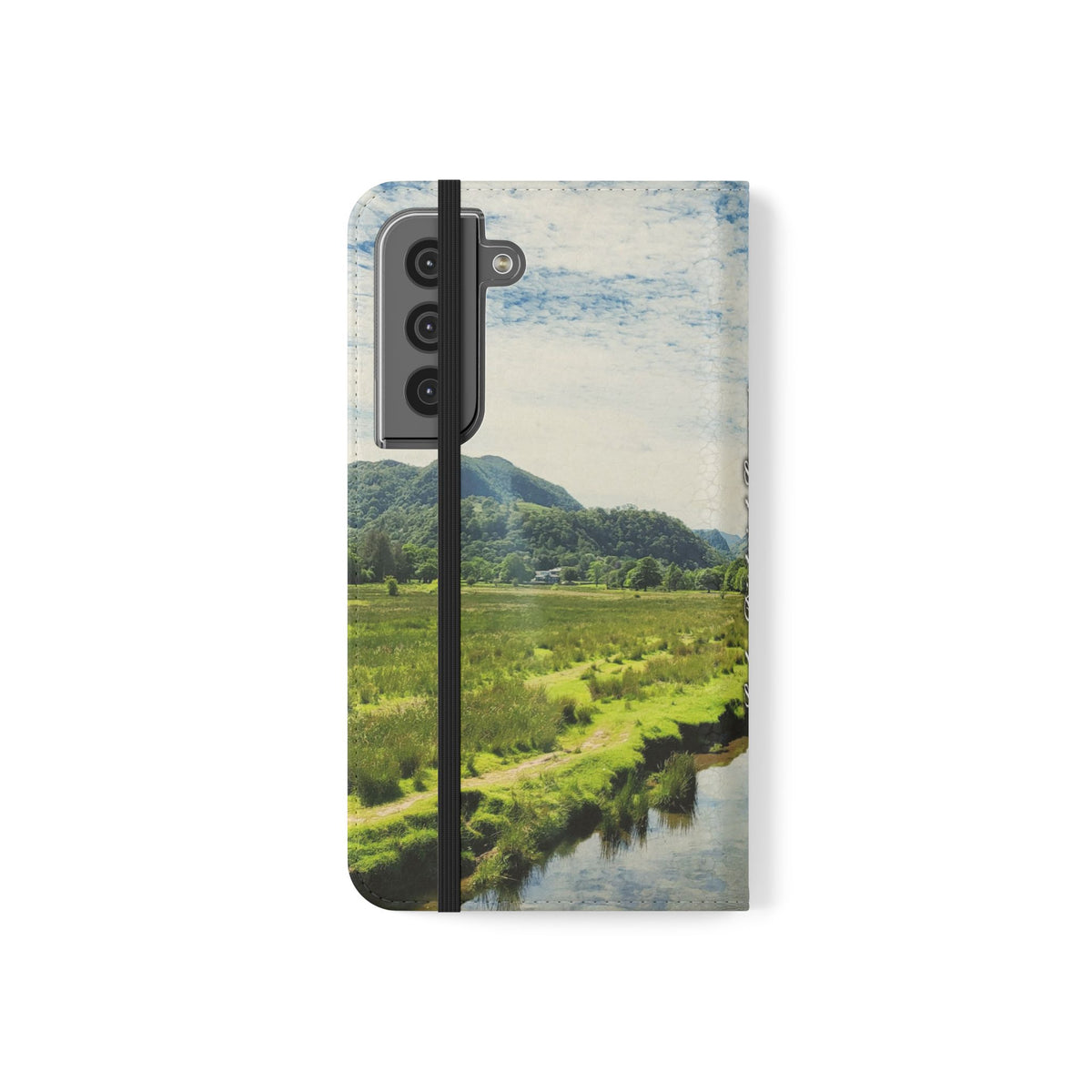 Lovely water Flip Phone Case — Nature Wallet Cover with Card Slots