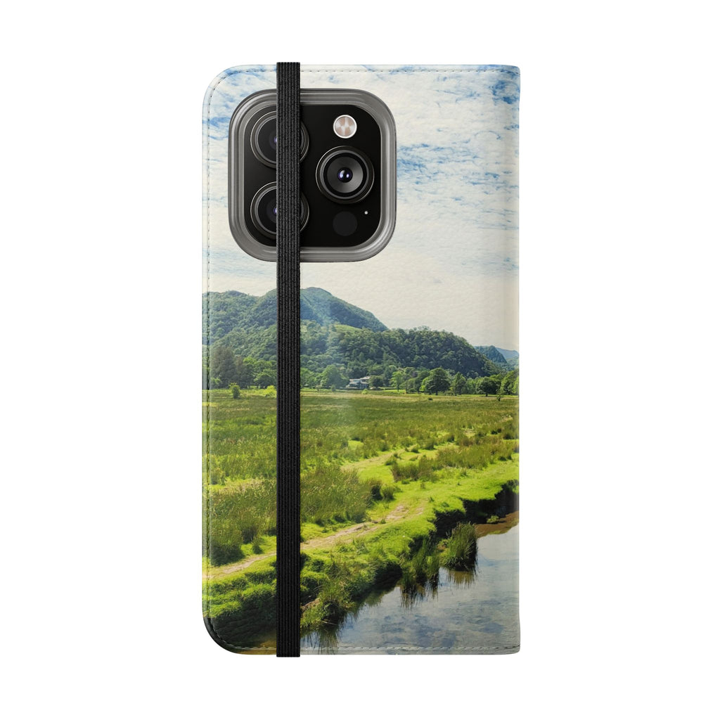 Lovely water Flip Phone Case — Nature Wallet Cover with Card Slots