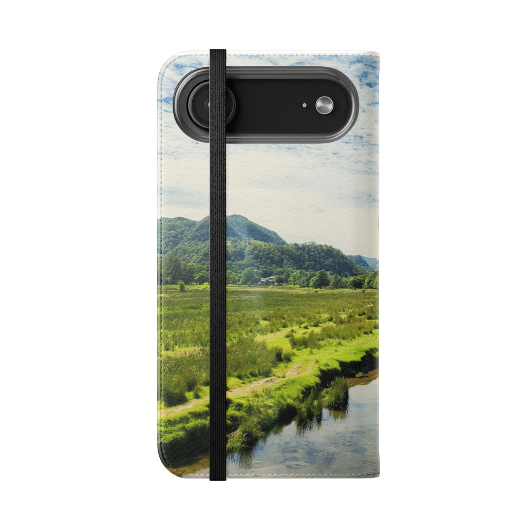 Lovely water Flip Phone Case — Nature Wallet Cover with Card Slots