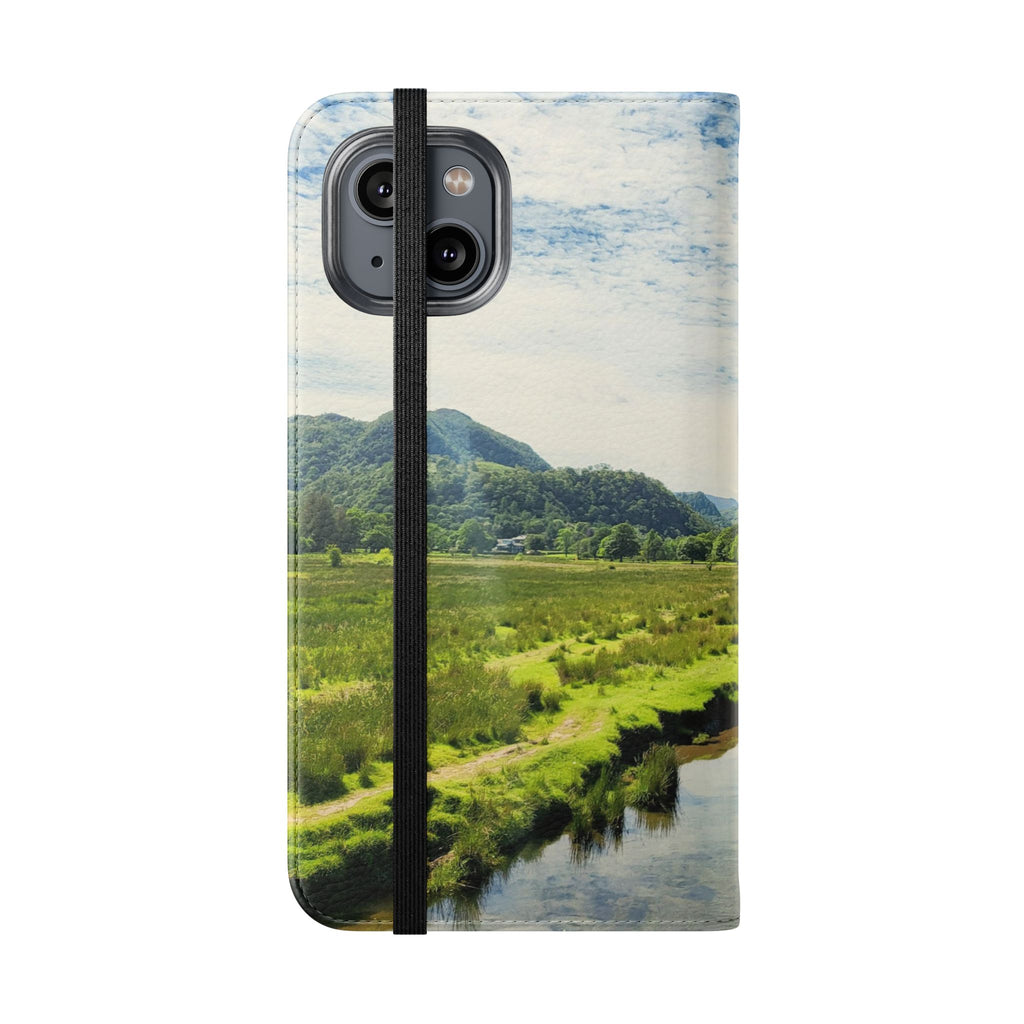 Lovely water Flip Phone Case — Nature Wallet Cover with Card Slots