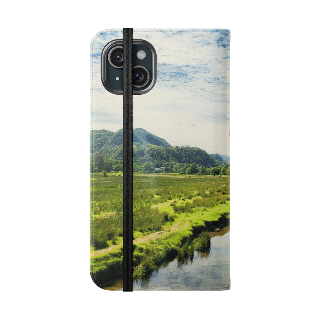 Lovely water Flip Phone Case — Nature Wallet Cover with Card Slots
